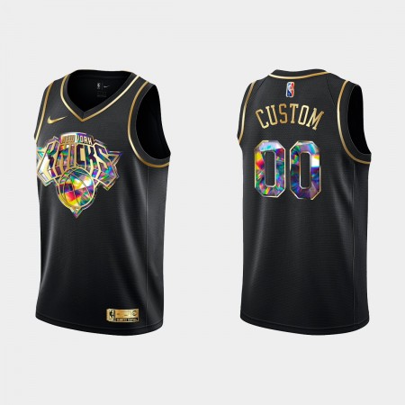 Dres New York Knicks  Prilagođeni Nike 2021-22 Crno Golden Edition 75th Anniversary Diamond Swingman